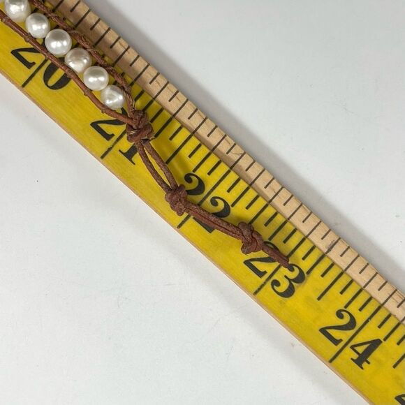 Stunning Brown Leather Freshwater Pearl Wrap Rope Bracelet Boho Statement - Picture 5 of 5